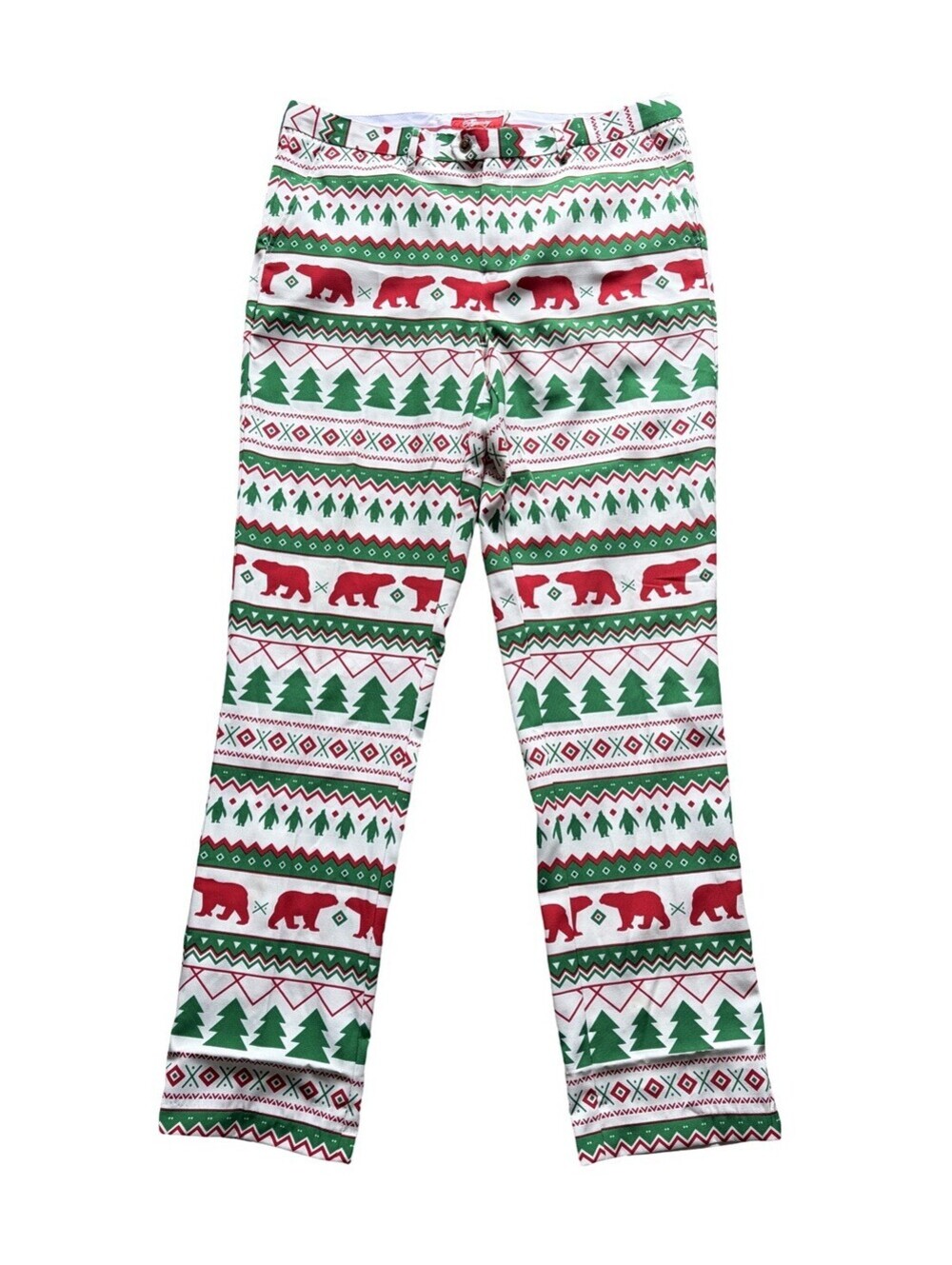 Shinesty Men’s Suit Pants Christmas White Green Holiday Sweater Ugly Size 38x36